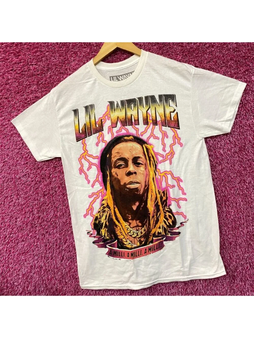 Reason Lil Wayne A Milli Lightning White T-Shirt medium